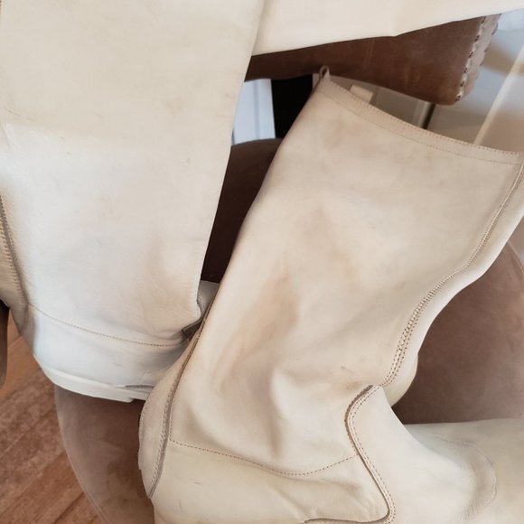 RUBBER SOUL  White Leather Boots   Sz.9 - Picture 3 of 8